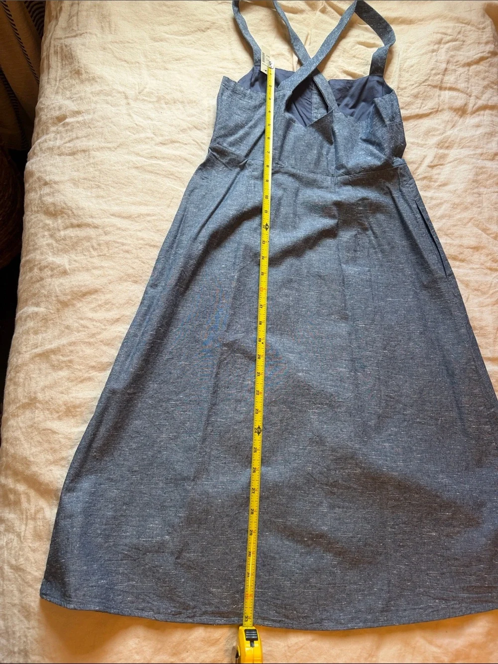 Madewell NWT Classic heathered Chambray Blue Button-Front Sundress with Straps - Picture 5 of 7